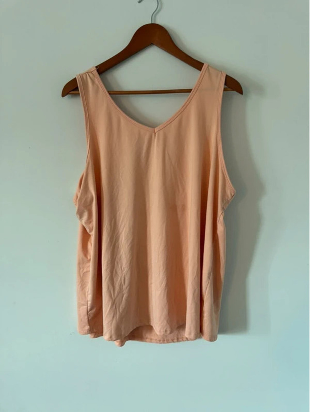 Freely Peach Sleeveless 2X Tank Top with Twist Back Detail